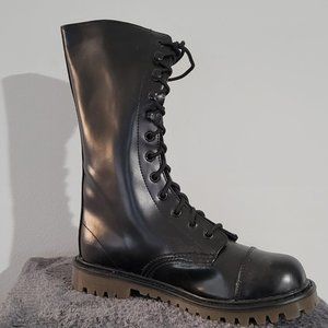 Vegan Leather chunky sole Gothic Victorian tall lace up Women's boot. Size 8 1/2